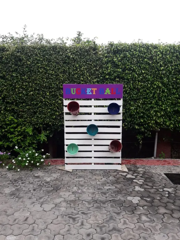 Carnival bucket toss game arranged for a Goa celebration