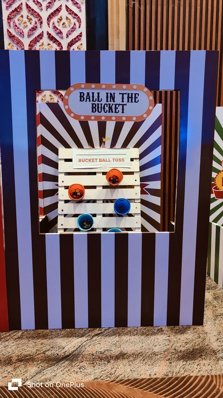 Carnival-style ball in the bucket setup ready for play in Goa