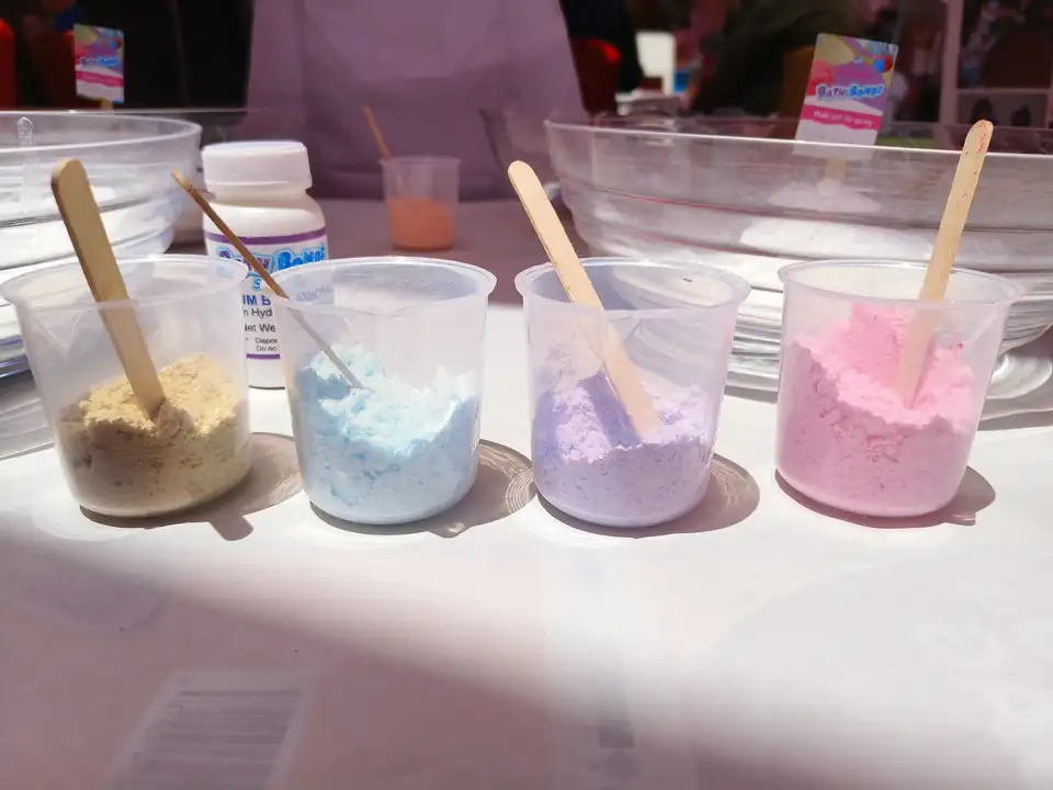Colourful Bath Bomb mixtures prepared by participants