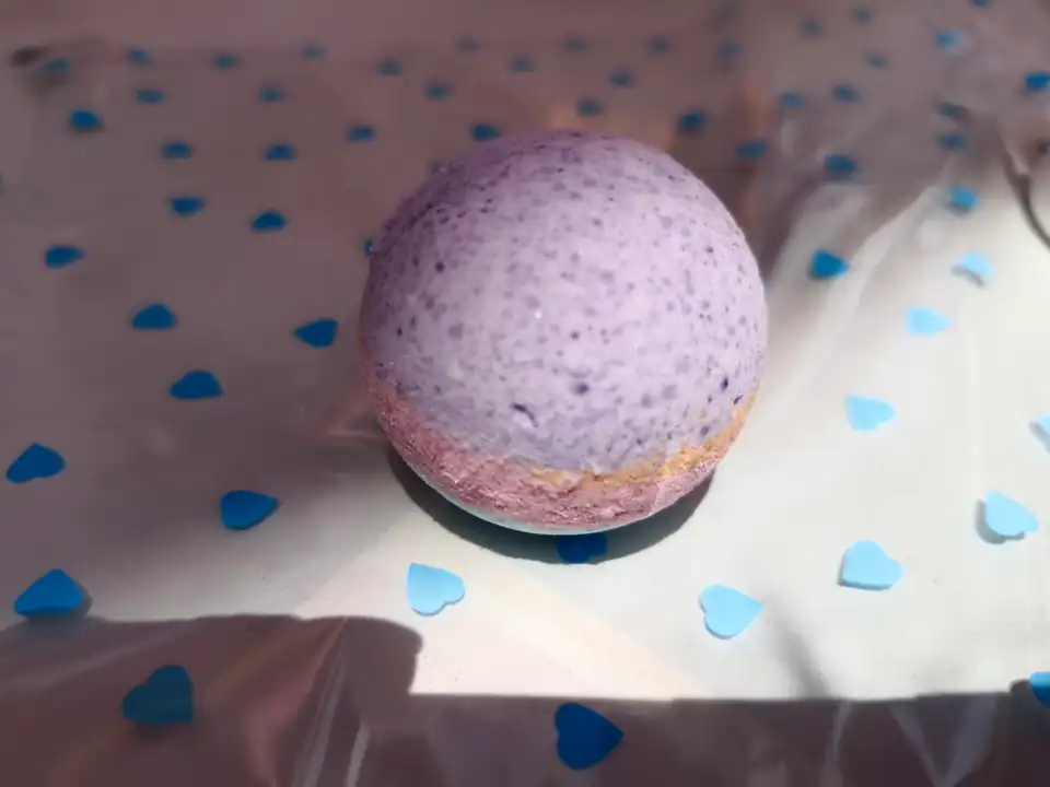 Finished handmade Bath Bomb created at the activity counter