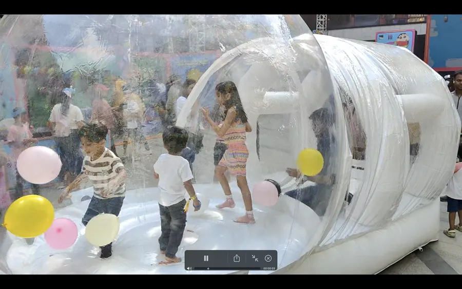 Guests enjoying bubble house during a Goa celebration