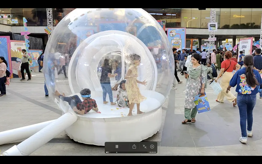 Close view of bubble house arranged at a Goa venue