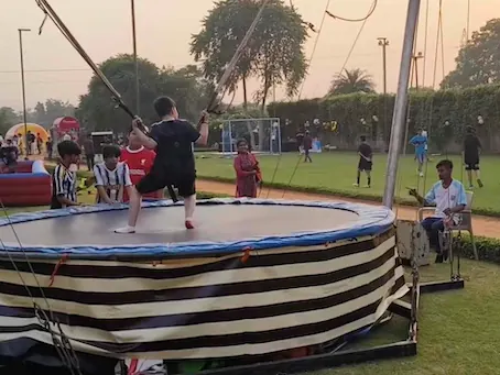 Close view of bungee jumping game arranged at a Kanpur venue