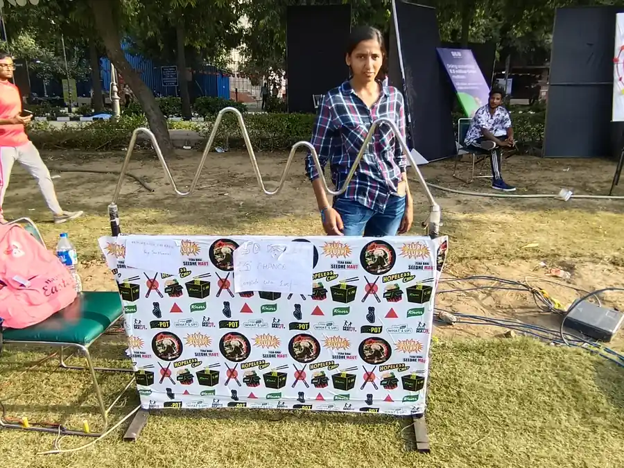 Close view of buzz wire game arranged at a Goa venue