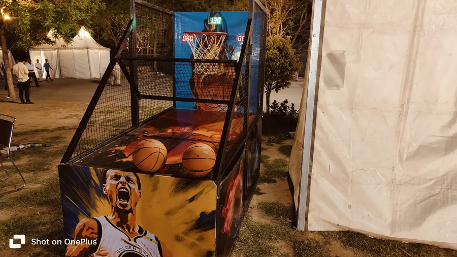 Event-ready electronic basketball game setup by Page One Memories in Goa