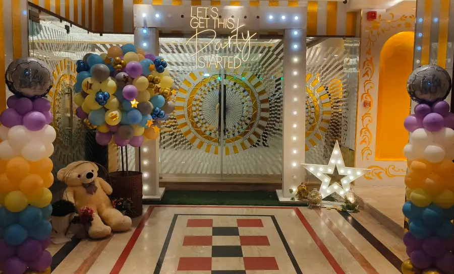 Birthday Party Decor with Balloon Arch