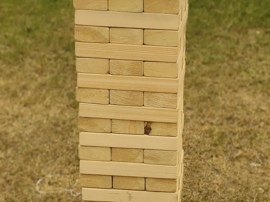 Giant Jenga game zone ready for guest engagement in Goa