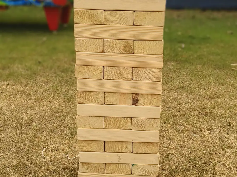 Event-ready giant jenga setup by Page One Memories in Goa