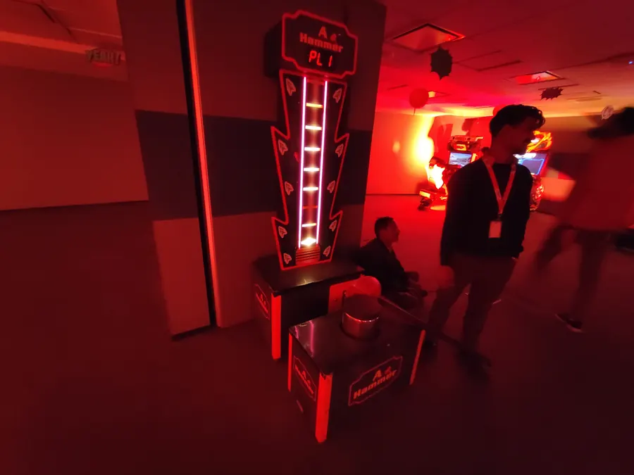 Close view of hammer arcade game arranged at a Goa venue