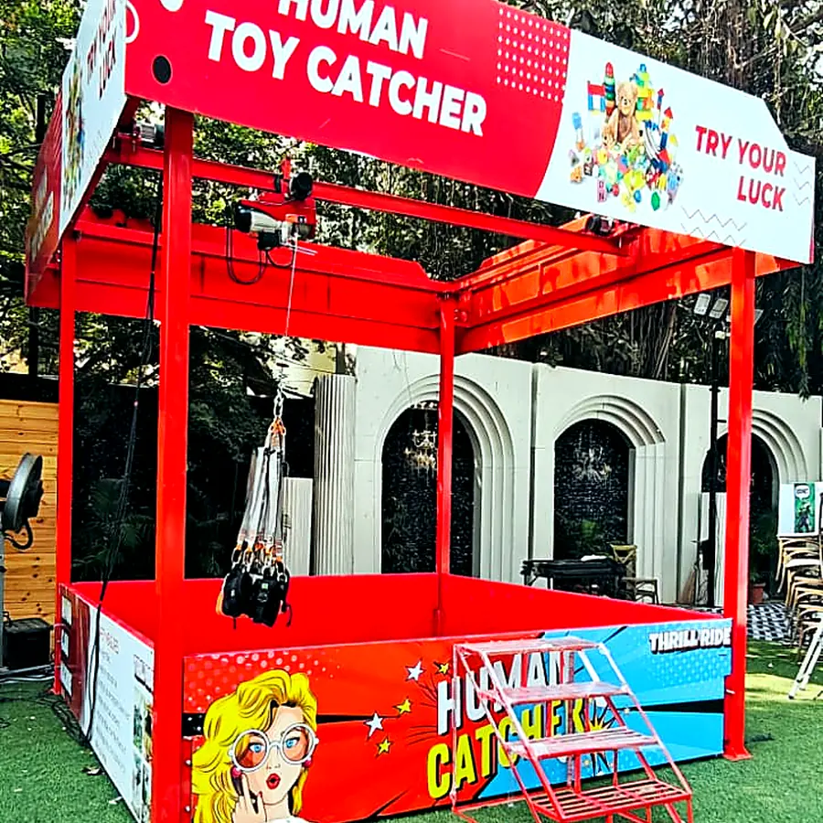 Human toy catcher activity setup Human toy catcher activity setup