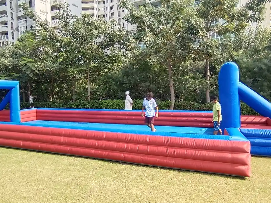 Slippery Football Game setup prepared for an event in Goa