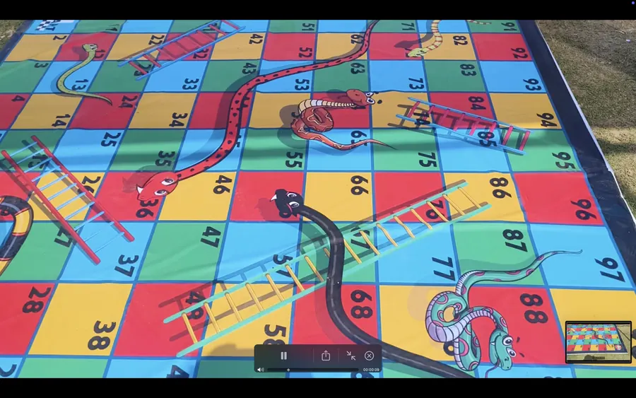 Close view of snake and ladder game arranged at a Goa venue