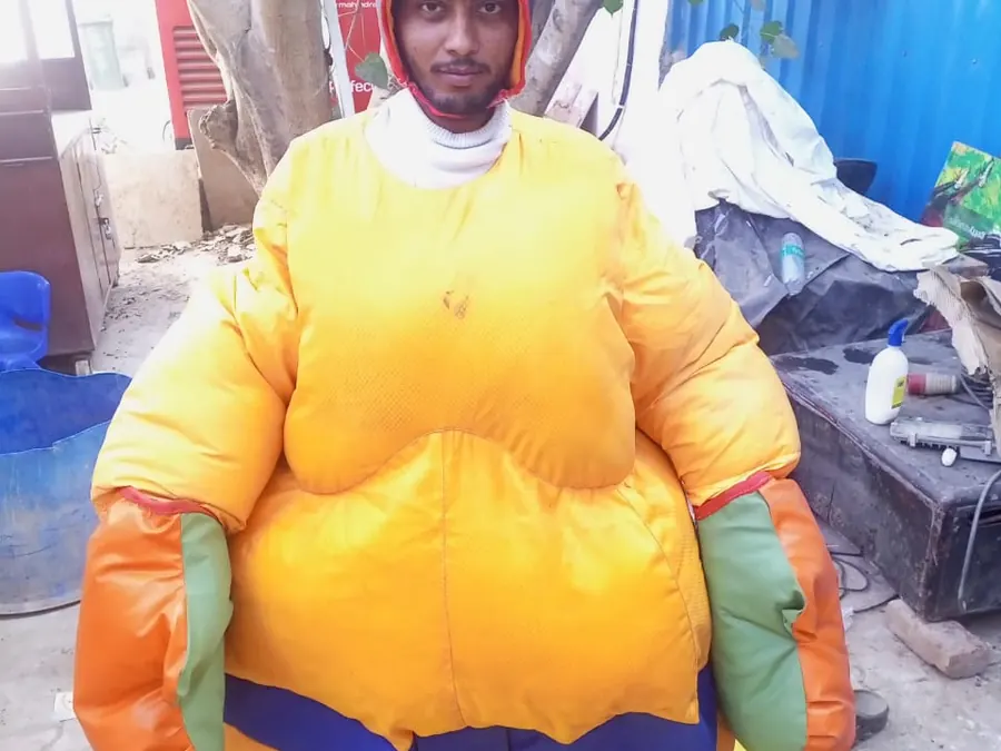Close view of sumo suit game arranged at a Goa venue