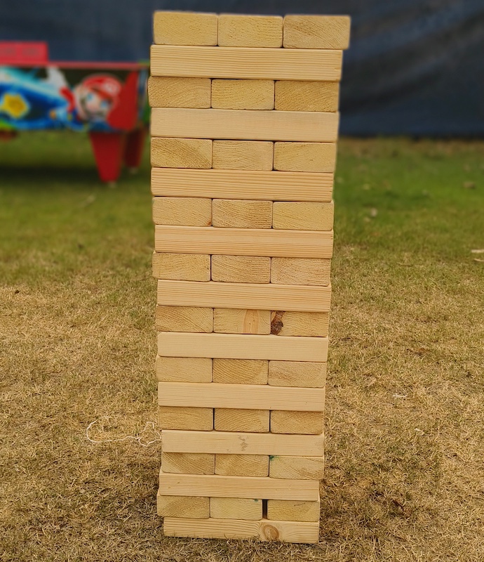iant wooden jenga game, jenga game rental gurgaon, party stacking game, outdoor wedding games, team building activity games, giant jenga rental