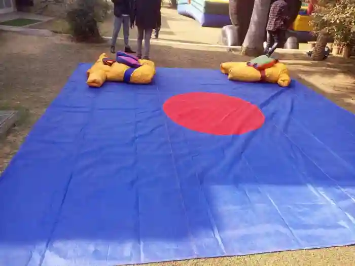 sumo fight game rental, inflatable sumo suit, sumo wrestling costume Gurgaon, party games, corporate event activities