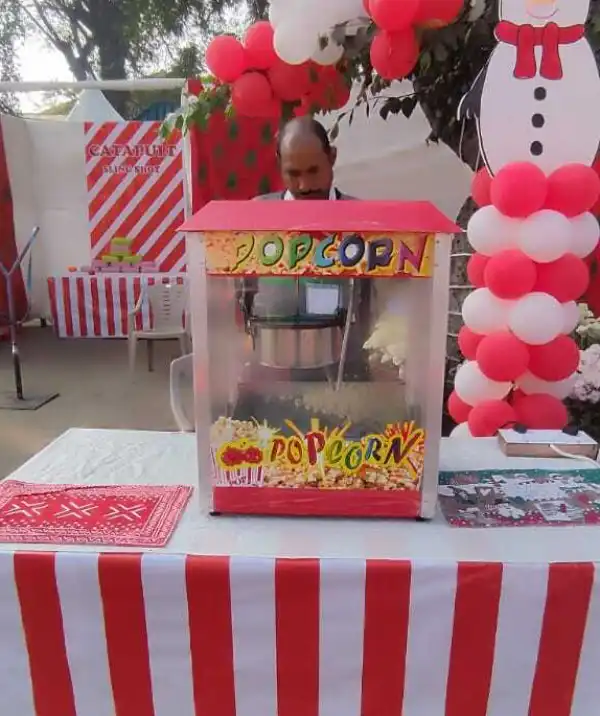 popcorn stall, rent popcorn machine in Gurgaon, popcorn cart for birthday party, hire popcorn stall for events, wedding popcorn counter rental, corporate event food stalls